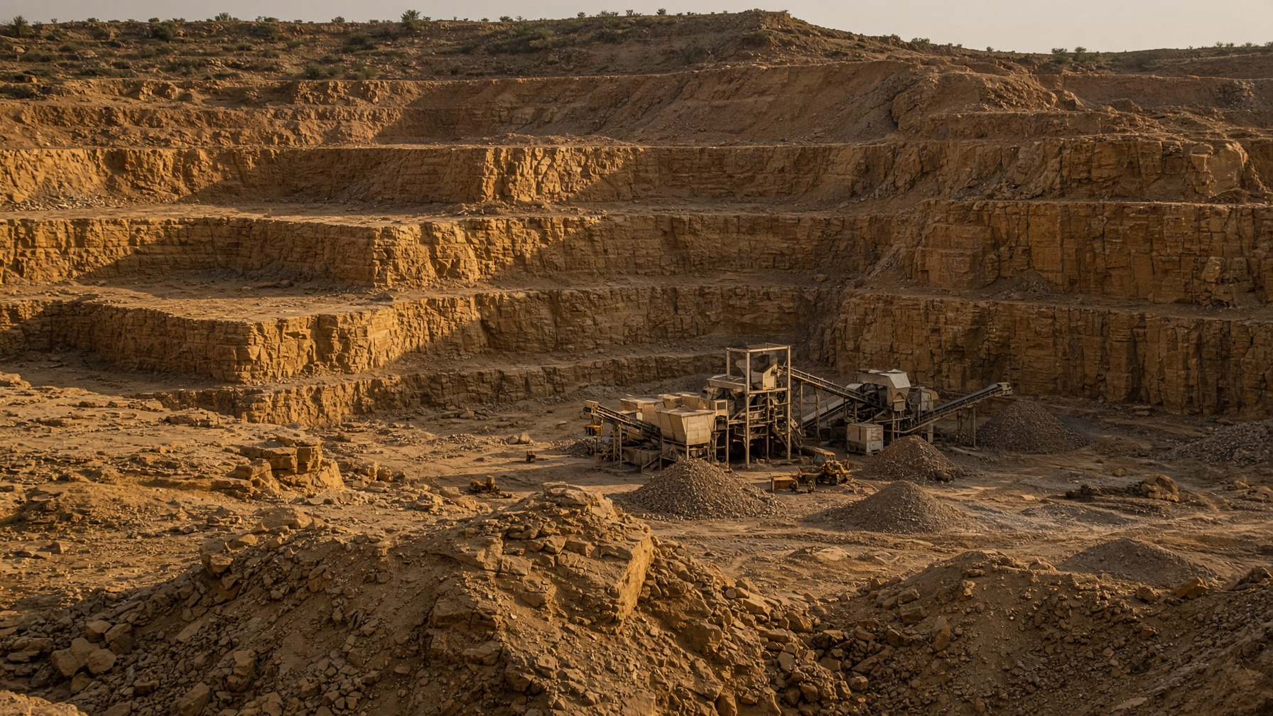 Sandstone quarry benches