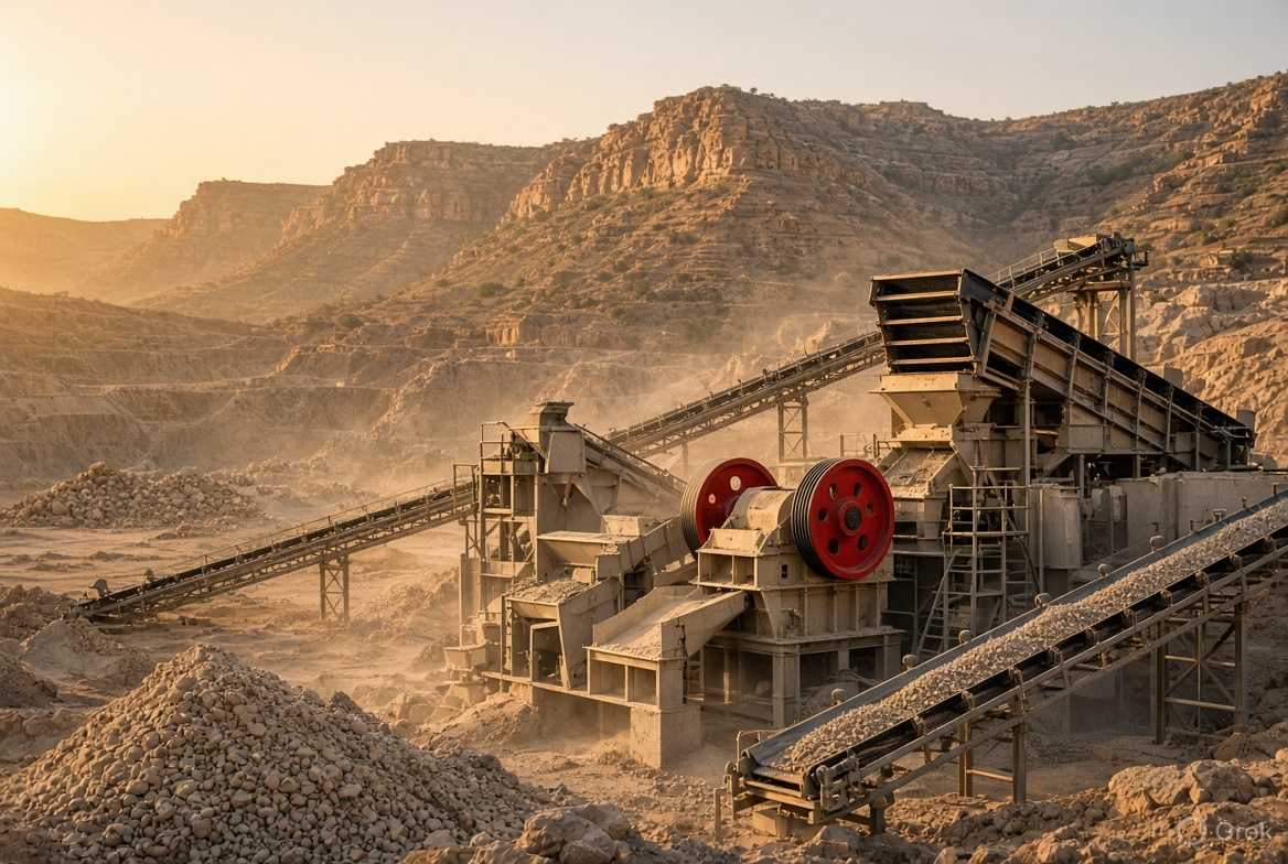Crushing plant in sandstone hills